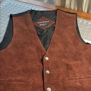 TRIBES Brown Leather Suede Vest Large